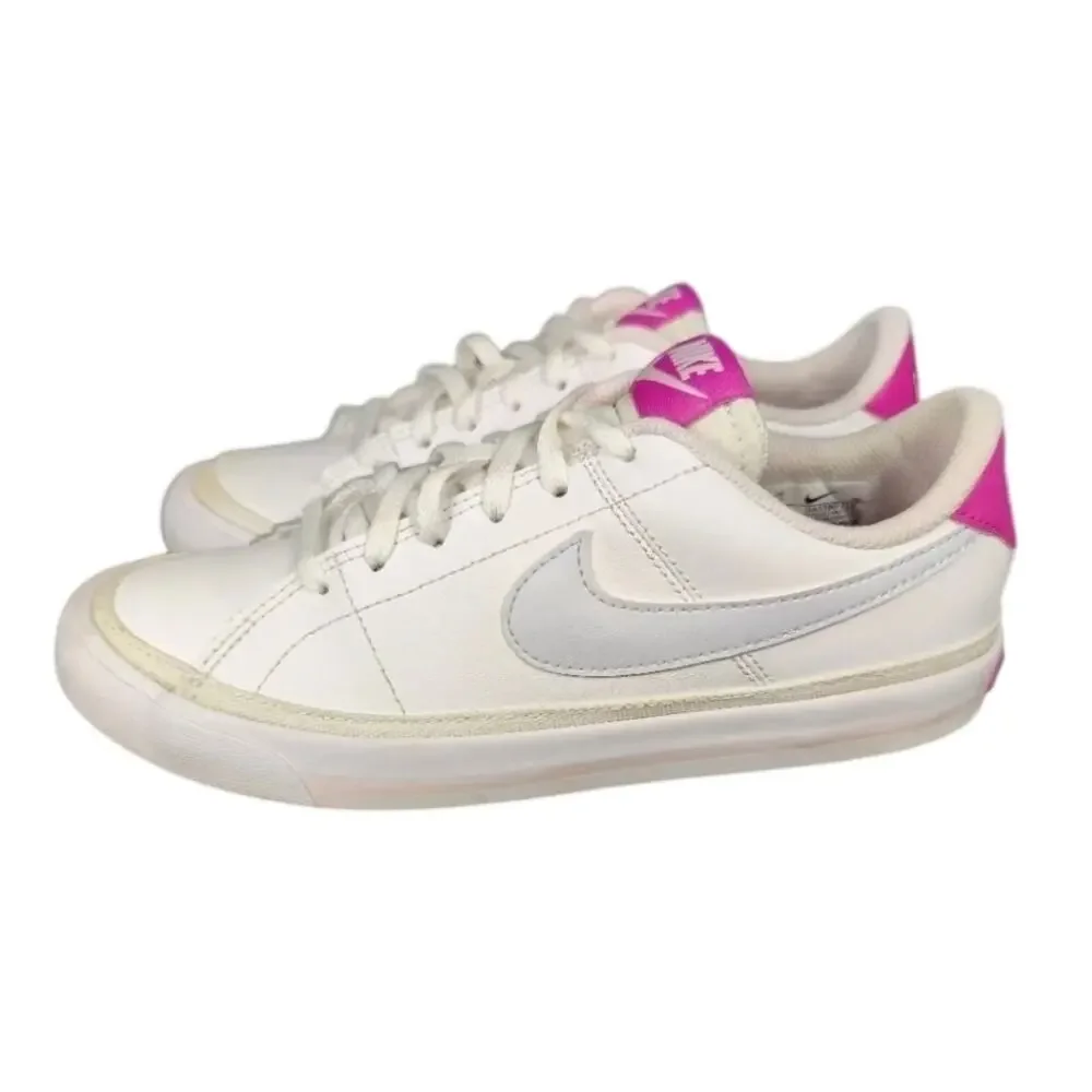 Nike Court Legacy Classic Retro White Cosmic Fuchsia Sneakers, Youth Size 7Y